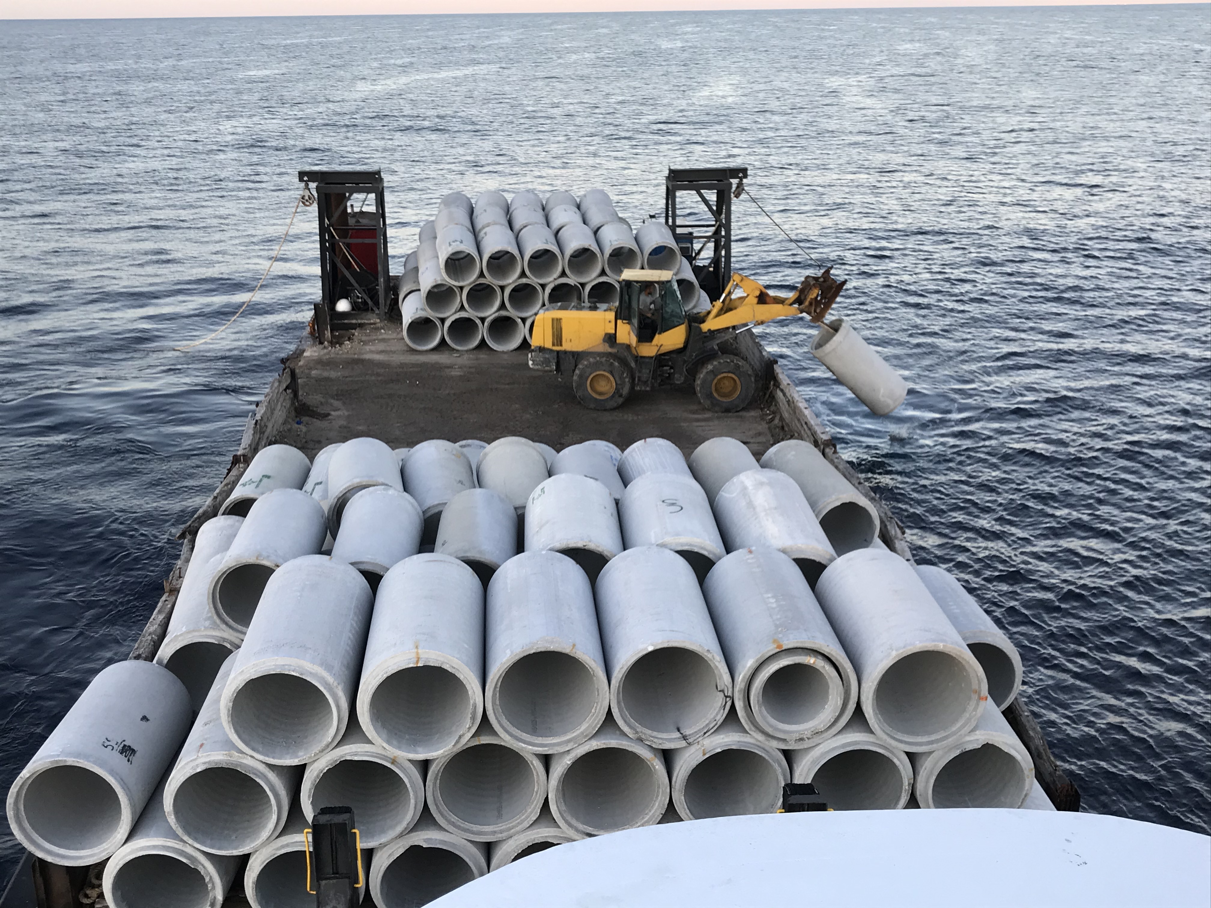 Northwest Culverts barge deploying culverts